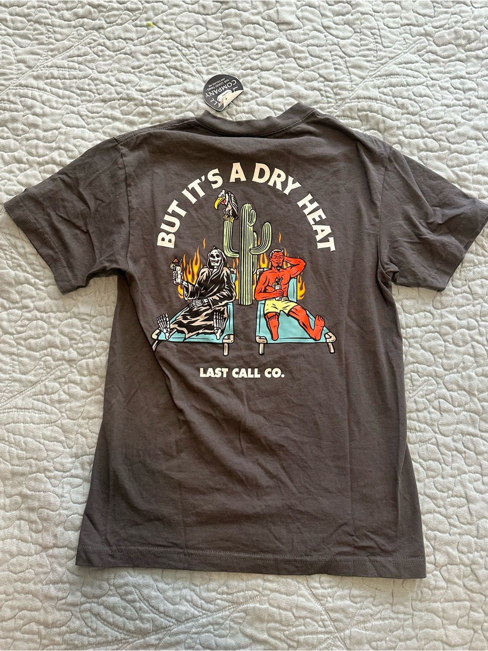 Last Call Co. Grey Graphic Short-Sleeve Tee - But It's A Dry Heat